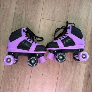 Kids Purple and Black Quad Roller Skates - Classic High-Top